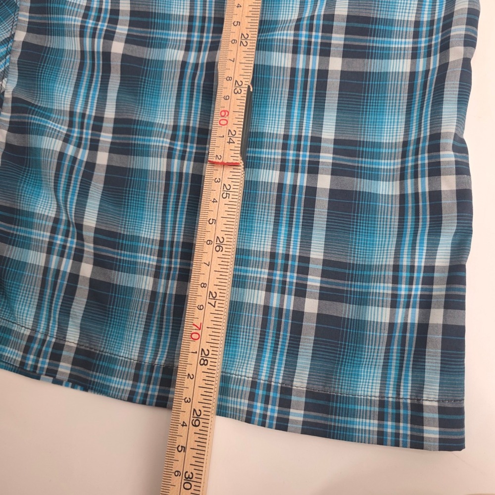 KUHL PEARL SNAP SHIRT MENS SMALL BLUE PLAID ELUXUR PERFORMANCE SHORT SLEEVE HIKE - Picture 13 of 14